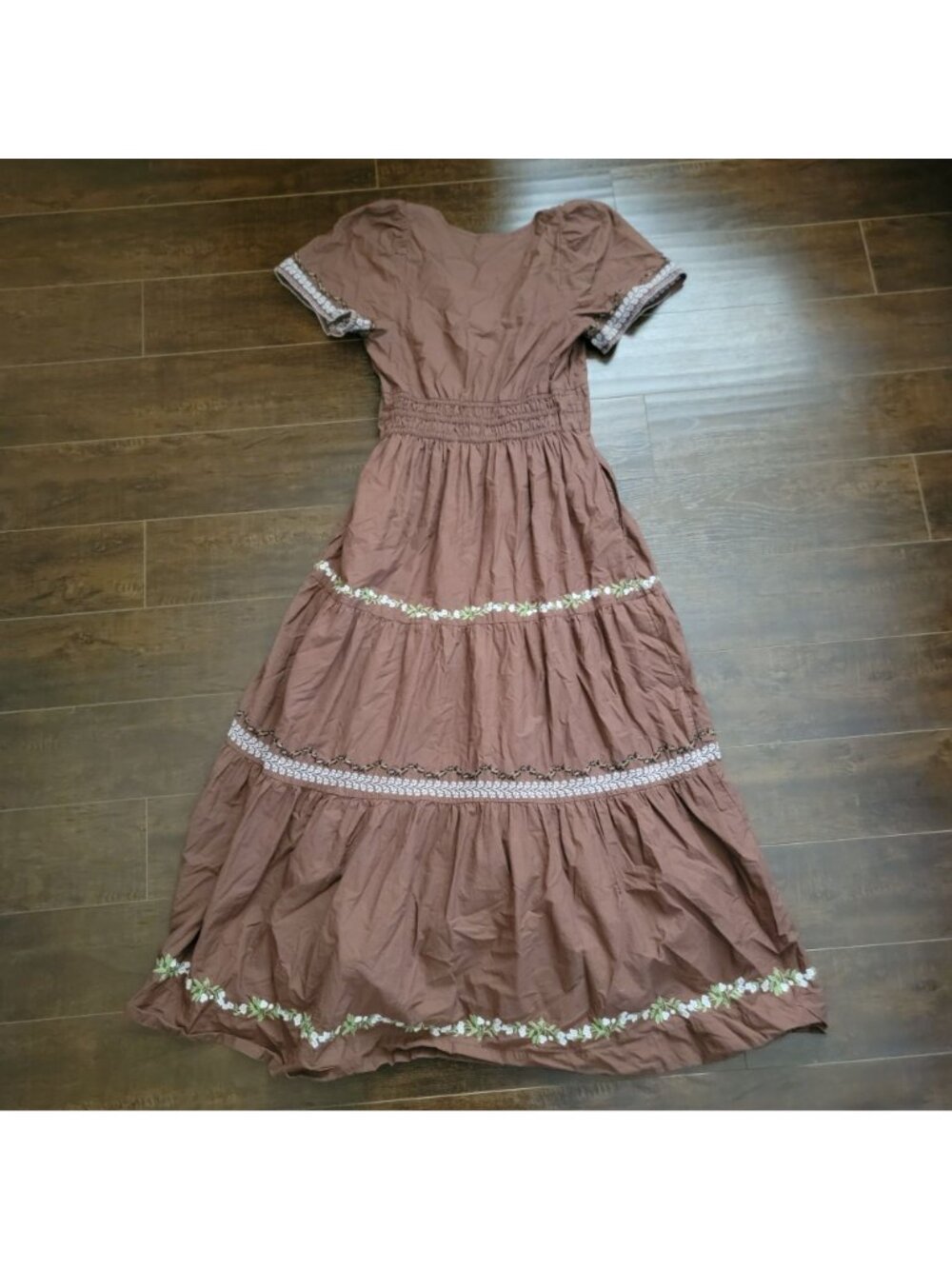 Anthropologie The Somerset Maxi Dress Embroidered Cottagecore Peasant Womens M - Picture 3 of 8